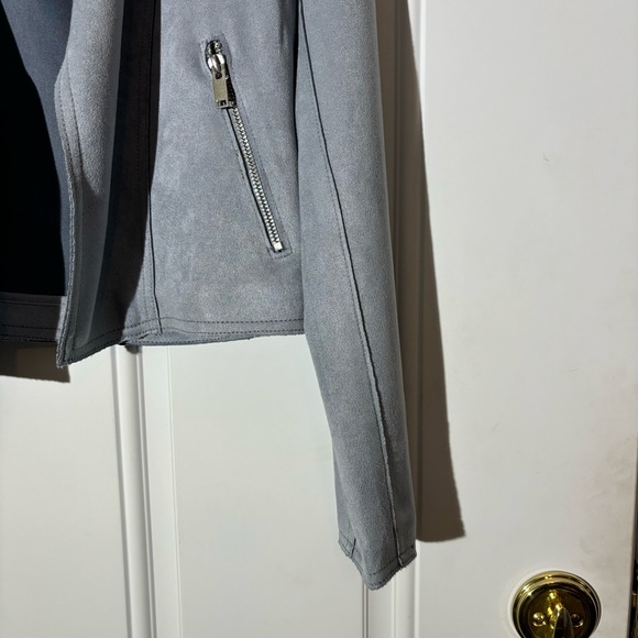Philosophy Faux Suede Dusty Blue Open Jacket, Size Small - Picture 3 of 14